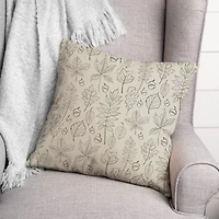 White Leaf Pattern Throw Pillow