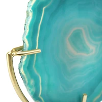 Hello Honey® 7" Marbled Turquoise Decorative Agate Slice Accent on Metal Stand