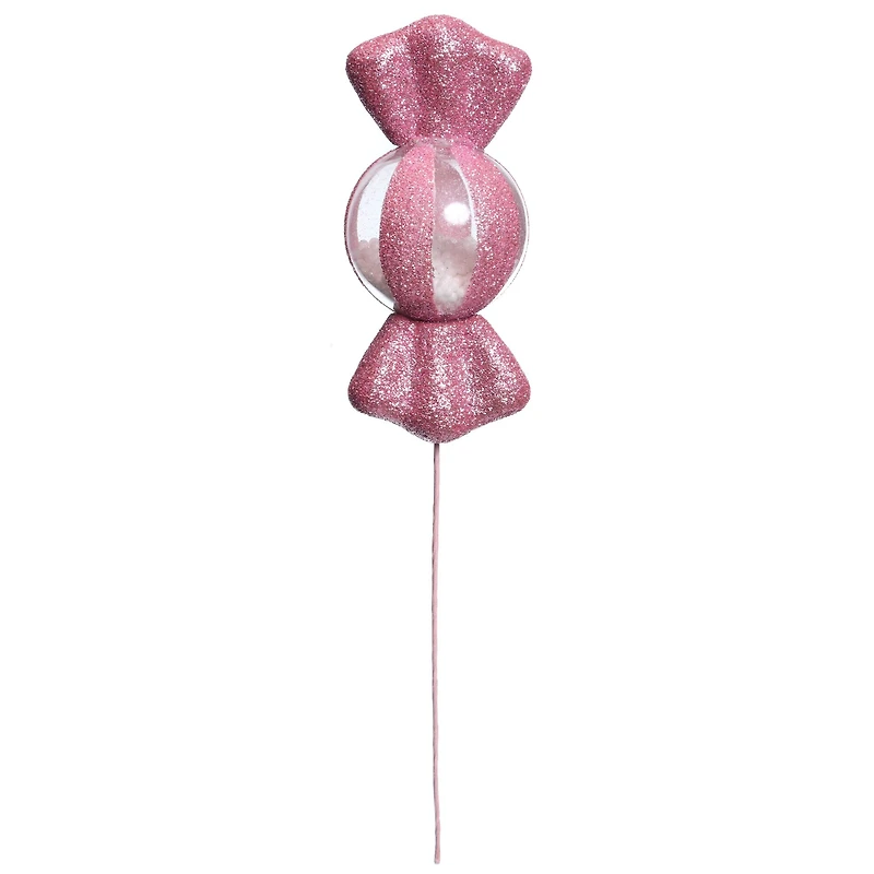 11.5" Pink Glitter Candy Globe Pick by Ashland®