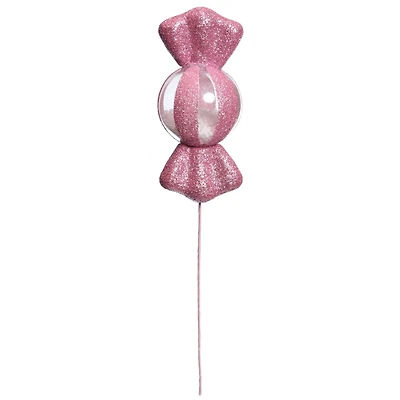 11.5" Pink Glitter Candy Globe Pick by Ashland®
