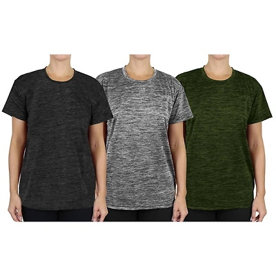 Galaxy by Harvic Women's Moisture Wicking Performance T-Shirt 3 Pack