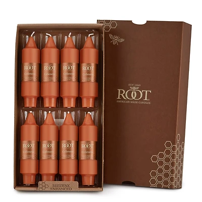 Root Candles 5" Rust Unscented Smooth Collenette Taper Candles, 8ct.