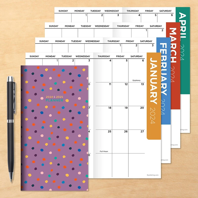 2024-2025 Polka & Purple Monthly Pocket Planner