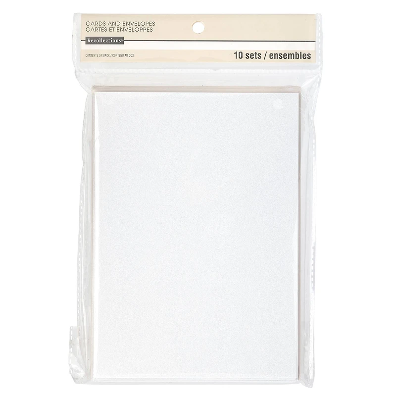 12 Packs: 10 ct. (120 total) White Shimmer Cards & Envelopes by Recollections™, 5" x 7"