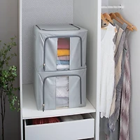 Simplify Gray Collapsible Storage Box with Handles