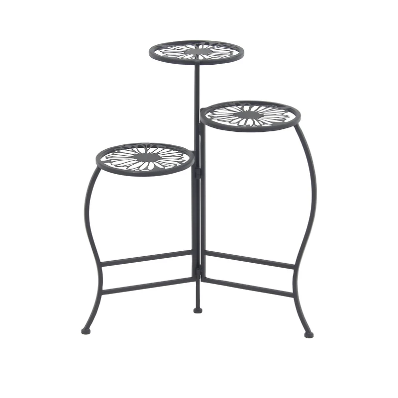 2ft. Black Flower Metal Traditional Plantstand