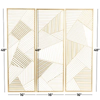 CosmoLiving by Cosmopolitan Gold Metal Geometric Wall Decor with Gold Frame Set of 3 16", 48"