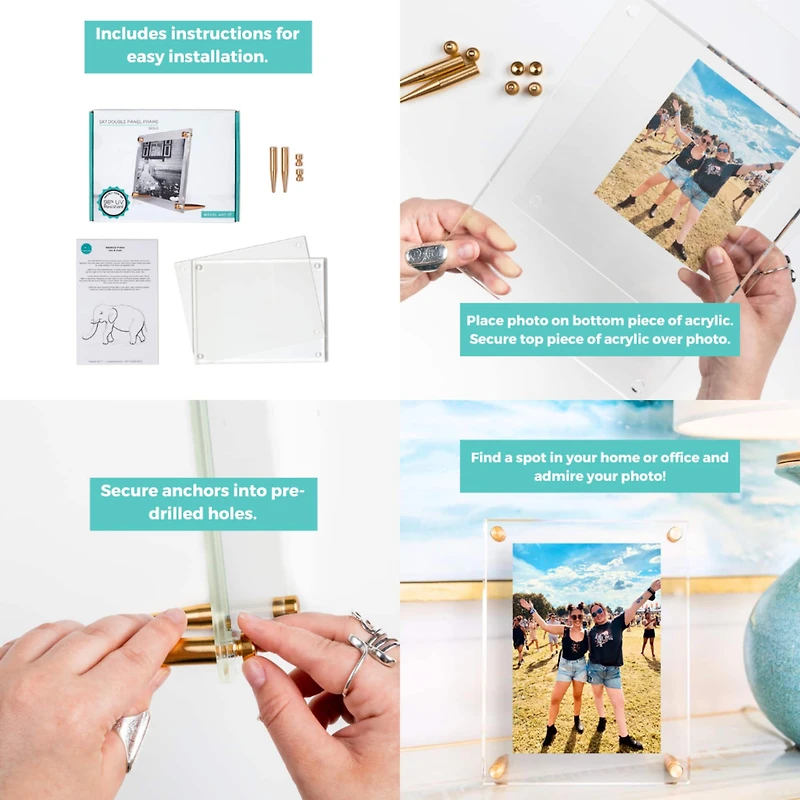 Wexel Art Clear Acrylic Tabletop Floating Picture Frame with Graphite Hardware