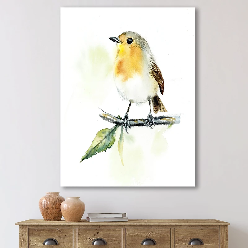 Designart - Little Robin Bird On A Branch