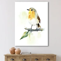 Designart - Little Robin Bird On A Branch