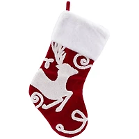 Reindeer and Snowflake Embroidered Christmas Stockings - 20" - Set of 3