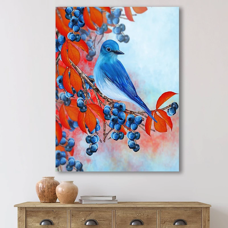 Designart - Bright Bird Bullfinch Sitting On A Branch III