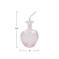 Hello Honey 12-Ounce Glass Strawberry Shaped Oil Cruet with Stopper, Pink