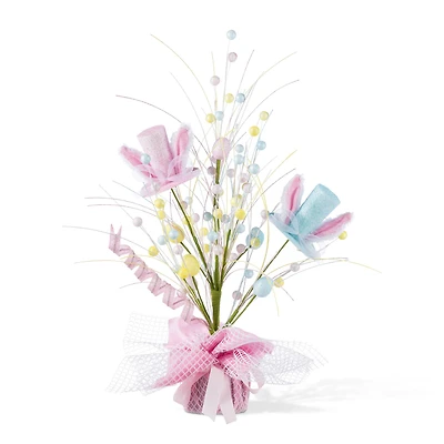 Glitzhome® 21" Easter Glitter Egg & Top Hat Table Tree Decor