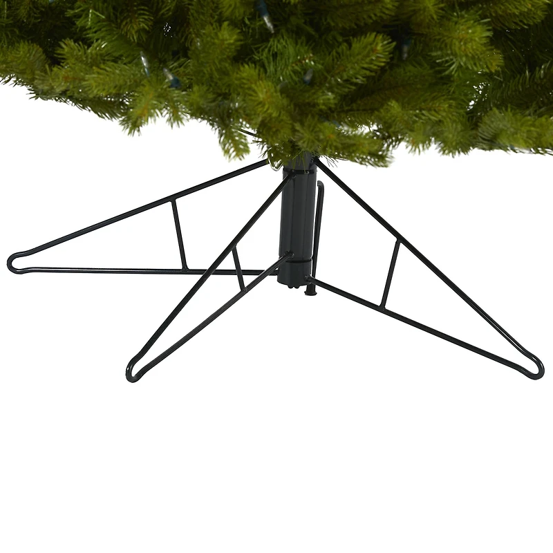 7ft. Pre-Lit Cambridge Spruce Flat Back Artificial Christmas Tree with Warm White Multifunction LED Lights