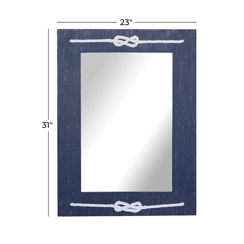 31" Blue Wood Contemporary Wall Mirror