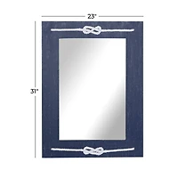 31" Blue Wood Contemporary Wall Mirror