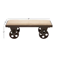 Brown Wood & Metal Industrial Bench