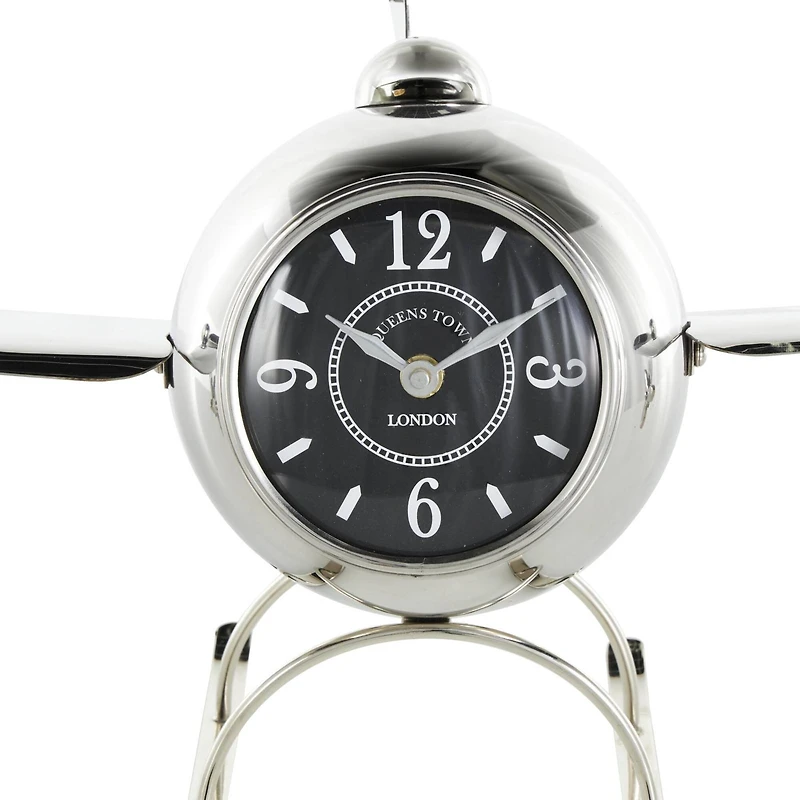 19" Silver Stainless Steel Decorative Airplane Clock