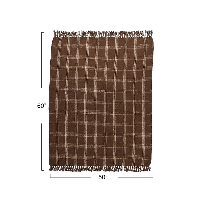 Hello Honey® Plaid Recycled Cotton Blend Throw Blanket with Fringe