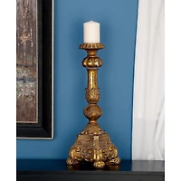 22" Gold Polystone Rustic Candlestick Holder
