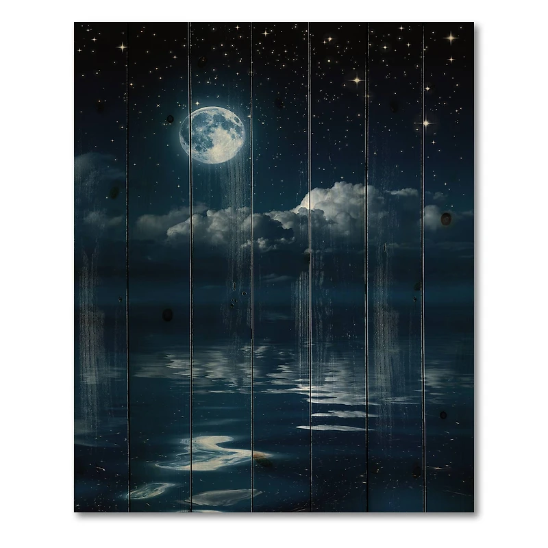 Designart - Full Moon in Cloudy Night Sky I