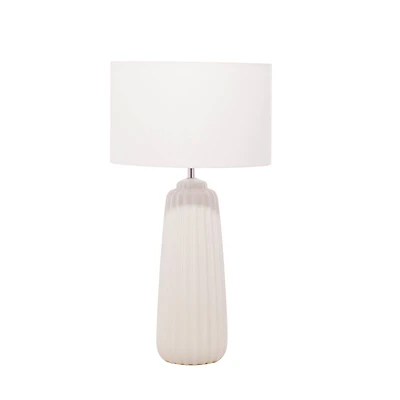 24" White Stone Traditional Table Lamp