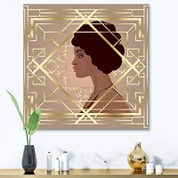 Designart - Retro Women In Golden Art Deco Geometrics II