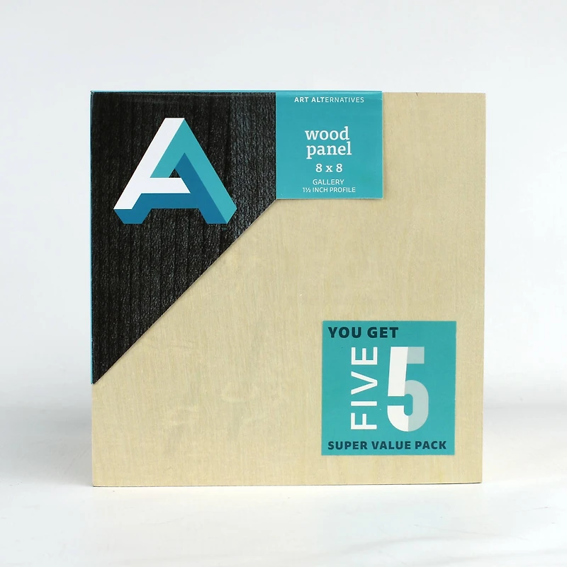 Art Alternatives 5 Pack 8" x 8" Value Pack Classic Gallery Wood Panel