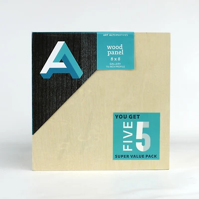 Art Alternatives 5 Pack 8" x 8" Value Pack Classic Gallery Wood Panel