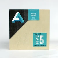 Art Alternatives 5 Pack 8" x 8" Value Pack Classic Gallery Wood Panel