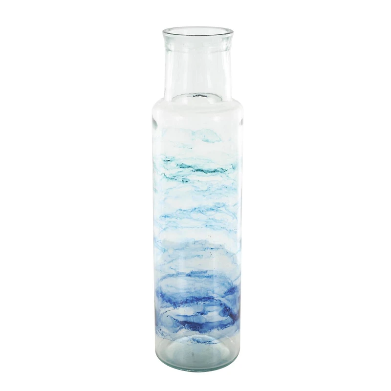 Blue Abstract Ombre Recycled Glass Vase