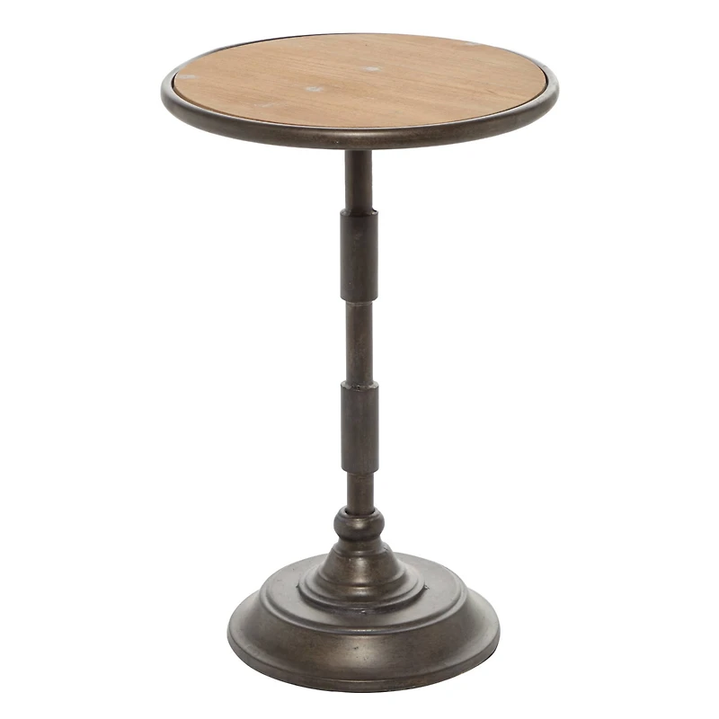 14" Black Industrial Wood Accent Table