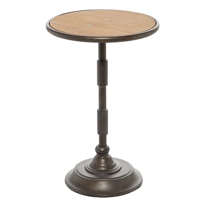 14" Black Industrial Wood Accent Table