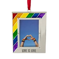 Silver-Plated Love is Love Frame Pride Christmas Ornament with European Crystals