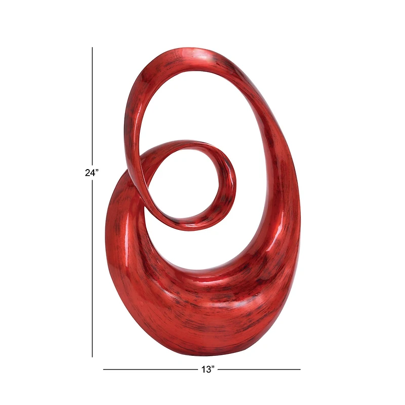 24" Red Swirl Contemporary Sculpture