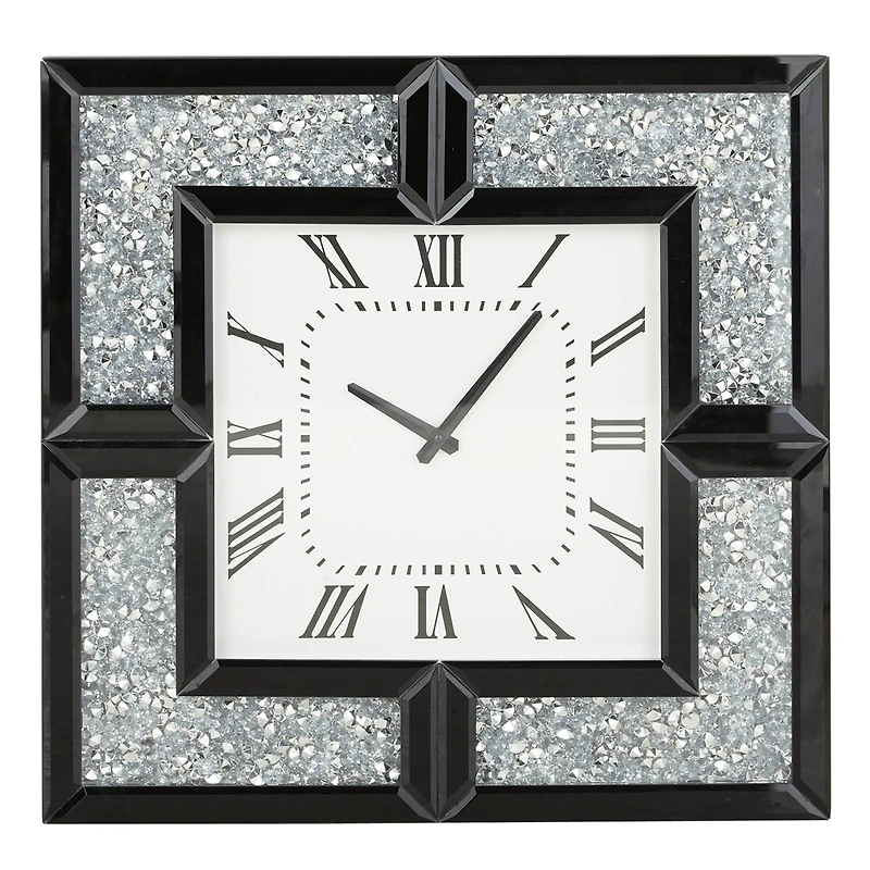 20" Black Wood Glam Wall Clock