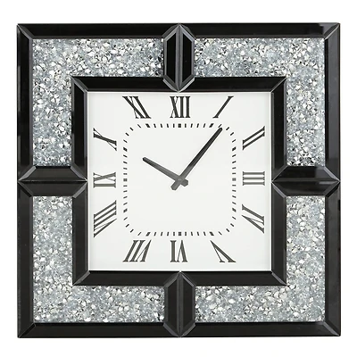 20" Black Wood Glam Wall Clock