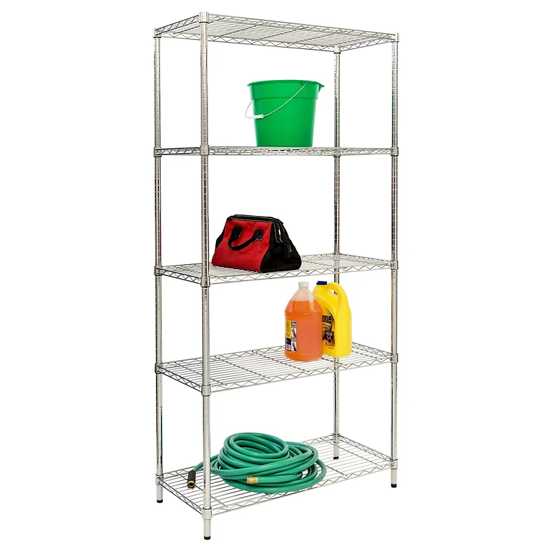 Honey Can Do Chrome 5-Tier Heavy-Duty Adjustable Shelving Unit