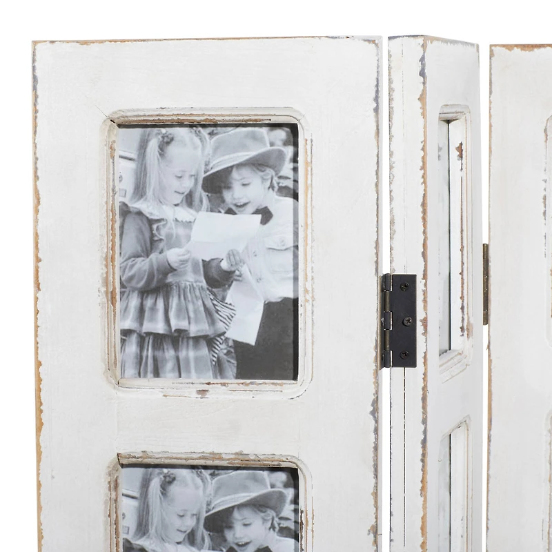 White Wood Farmhouse Room Divider Screen