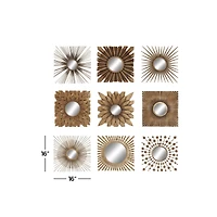 Gold Metal Rustic Wall Mirror Set