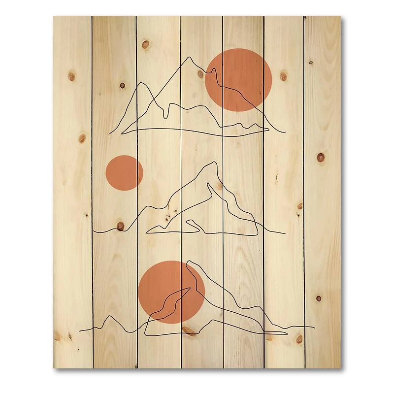 Designart - Abstract Mountain Range With Red Moons