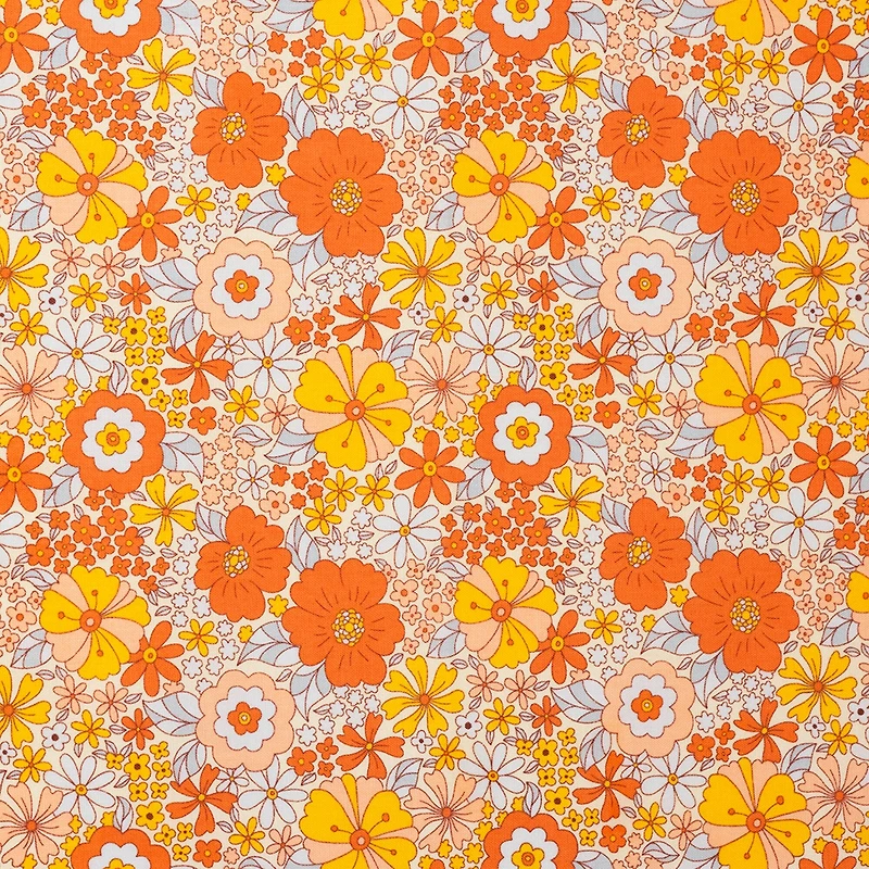 SINGER Retro Floral Cotton Fabric