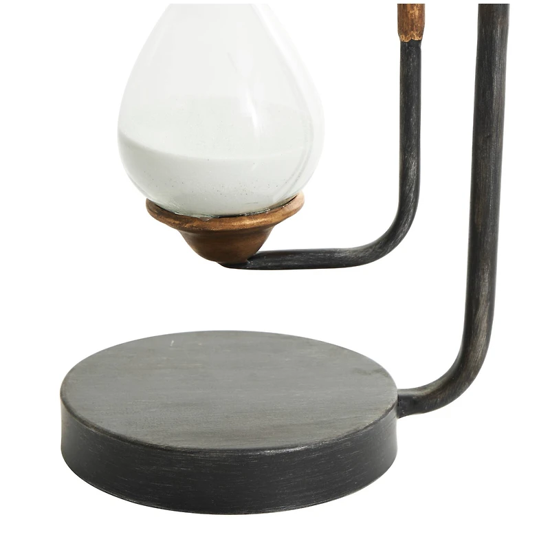 13" Black Metal Suspended Hourglass Timer with Gold Details