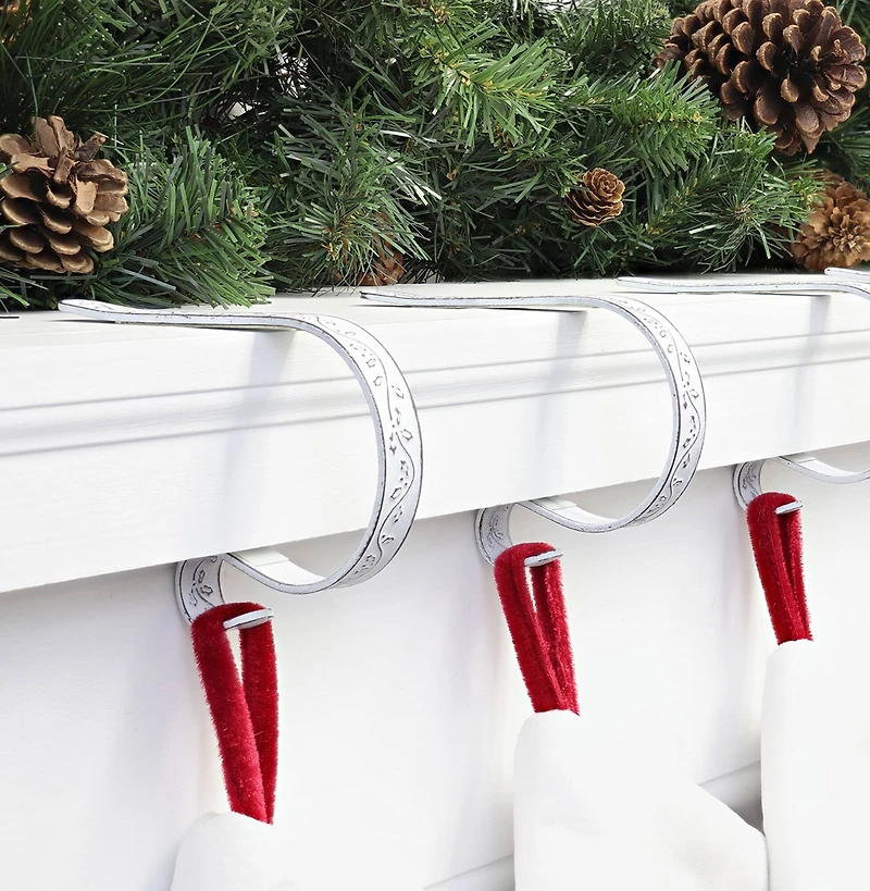 Haute Decor MantleClip™ Holly Whitewashed Stocking Holders, 2ct.
