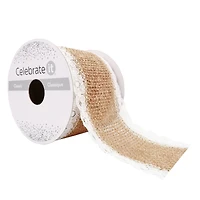 2.5" x 3yd. Faux Burlap & Lace Ribbon by Celebrate It® Classic
