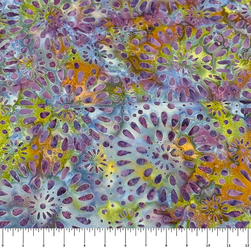 Feldman Batik Royal Plum Stamp Starburst Cotton Fabric