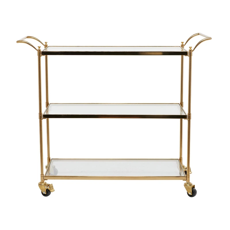 Brass Iron Traditional Bar Cart, 31" x 38" x 14"