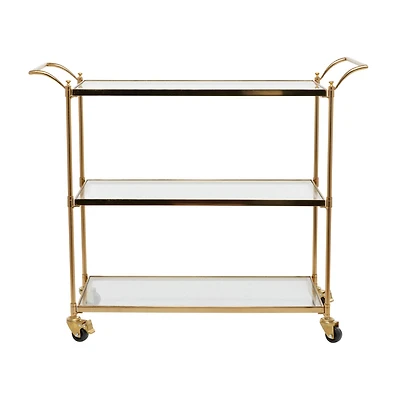 Brass Iron Traditional Bar Cart, 31" x 38" x 14"