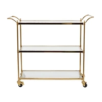 Brass Iron Traditional Bar Cart, 31" x 38" x 14"